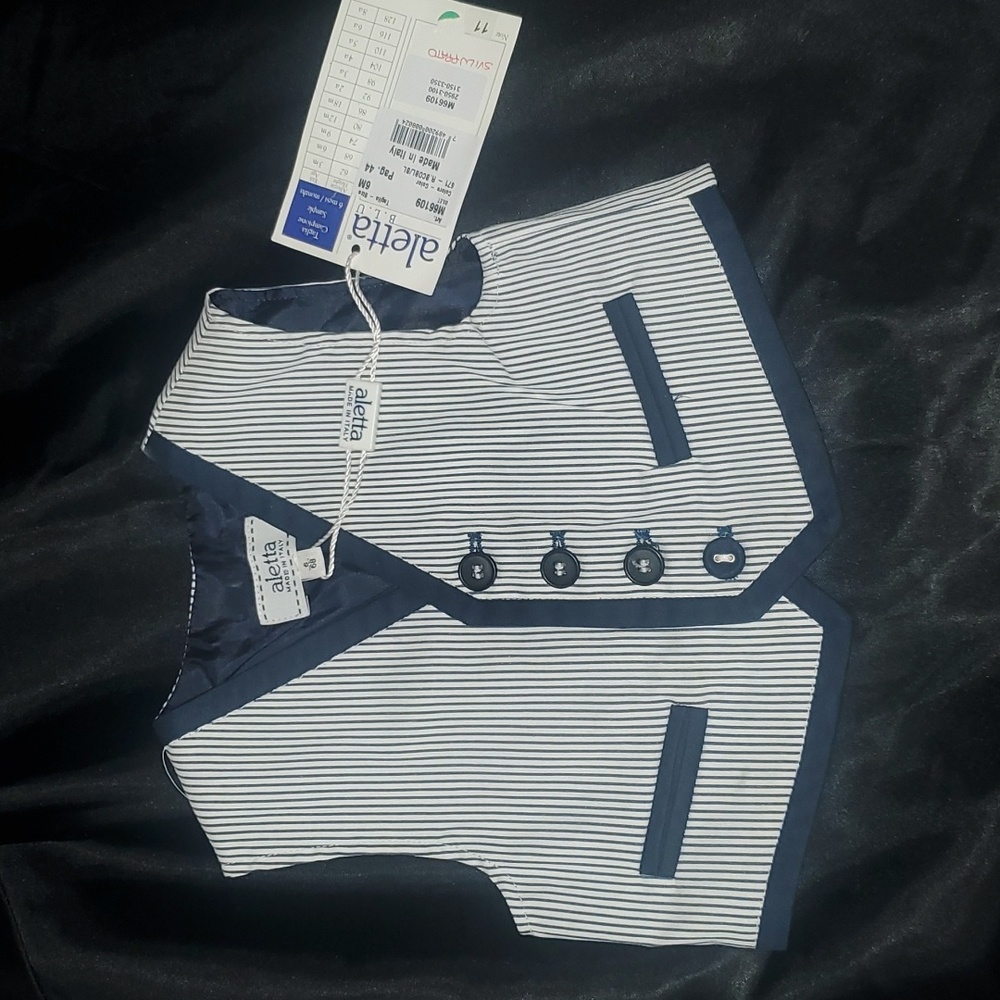 Nwt aletta B.L.U 6M baby vest ITALY classy dressy